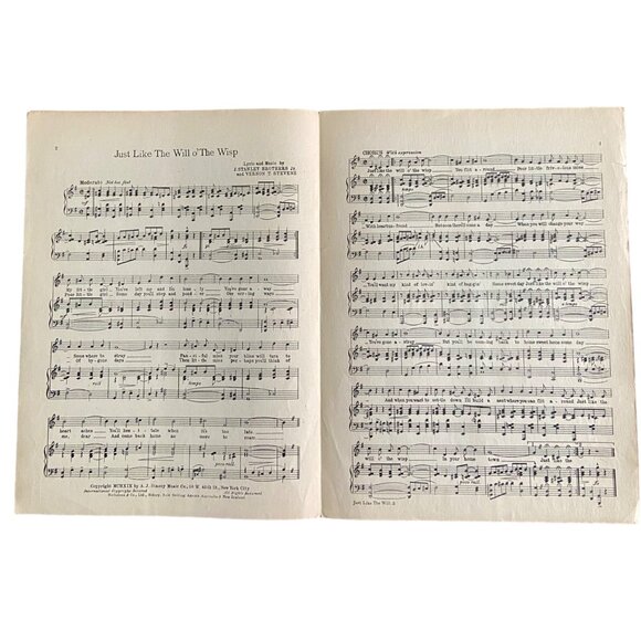 Just like the Will O' the Wisp 1919 Sheet Music Vernon Stevens - Picture 2 of 4
